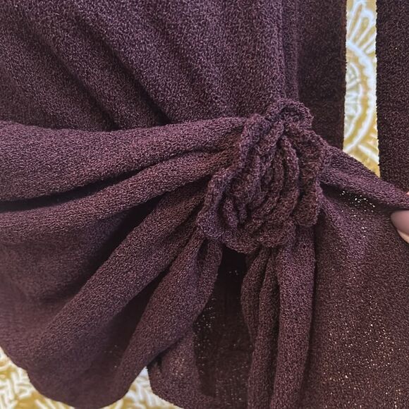 NWT MESHKI Liana Long Sleeve High Neck Open Back Knit Mini Dress in Plum size XL - Picture 9 of 13